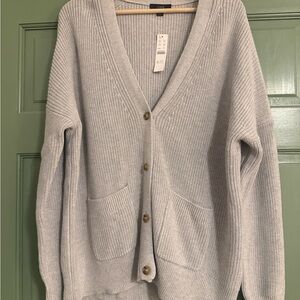 J. Crew Light Gray Knit V-Neck Button Cardigan